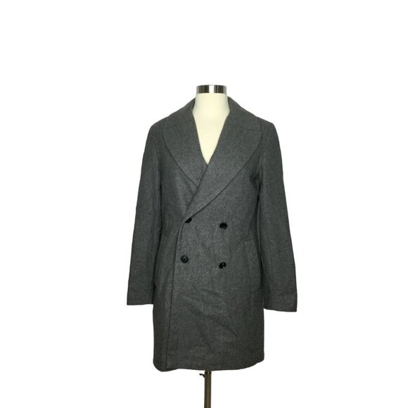 Zara Basic Women's Gray Wool‎ Blend Coat Peacoat Career Size Small - Picture 1 of 4